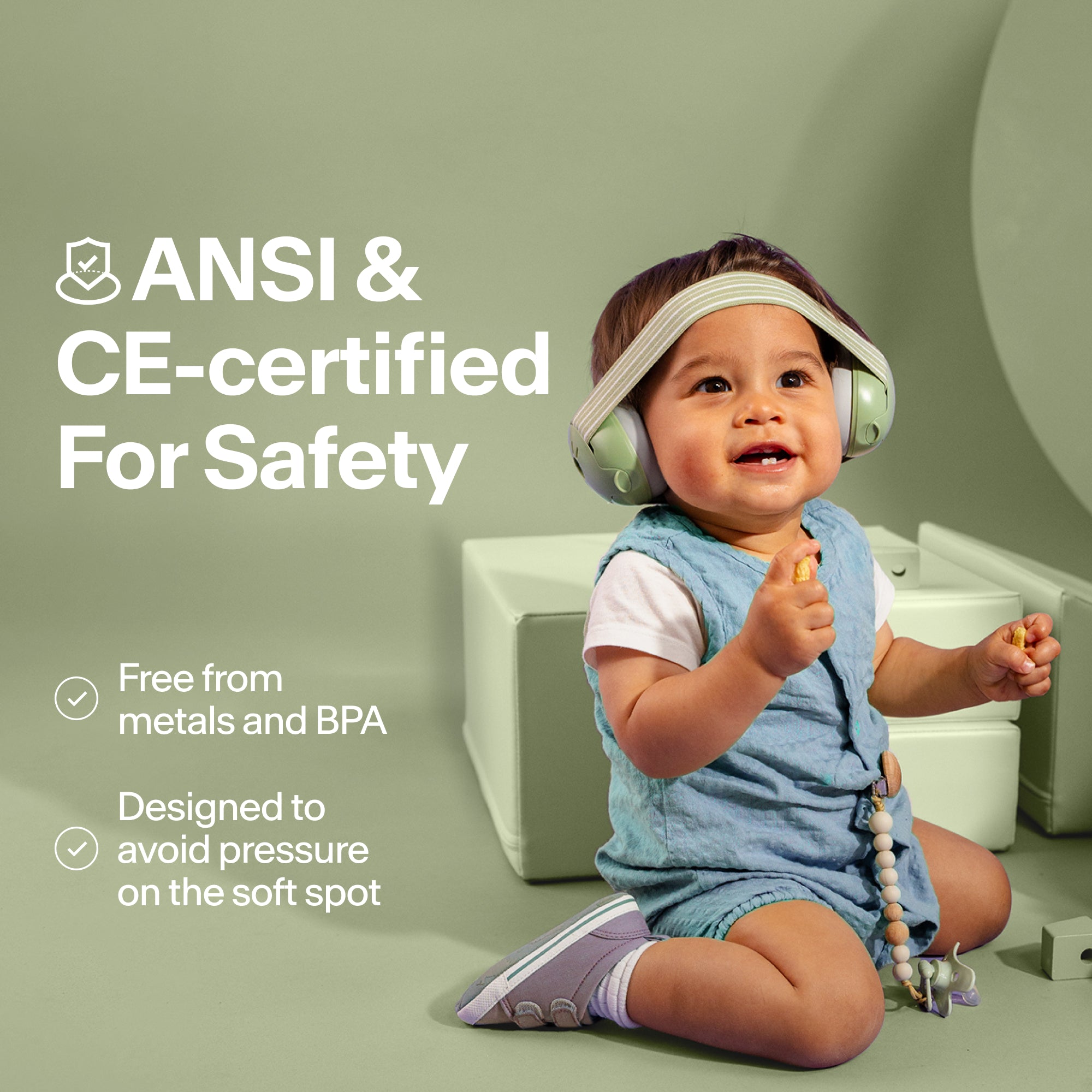 alpine muffy baby classic earmuffs for babies green ANSI and DE certified