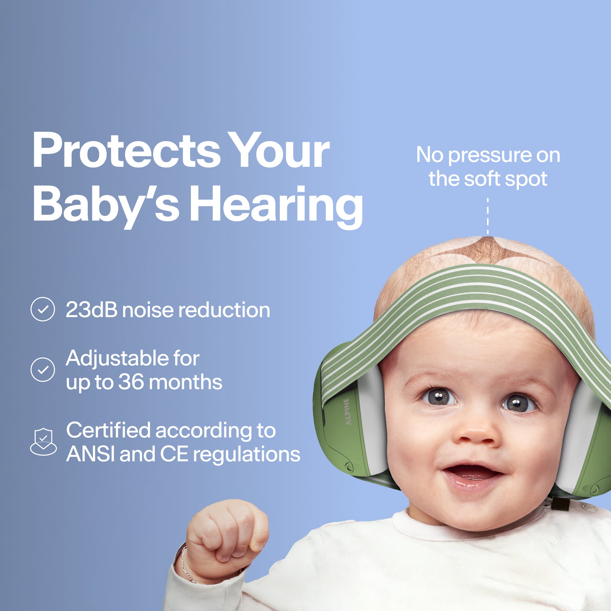 alpine muffy baby classic earmuffs for babies blue no pressure on the soft spot