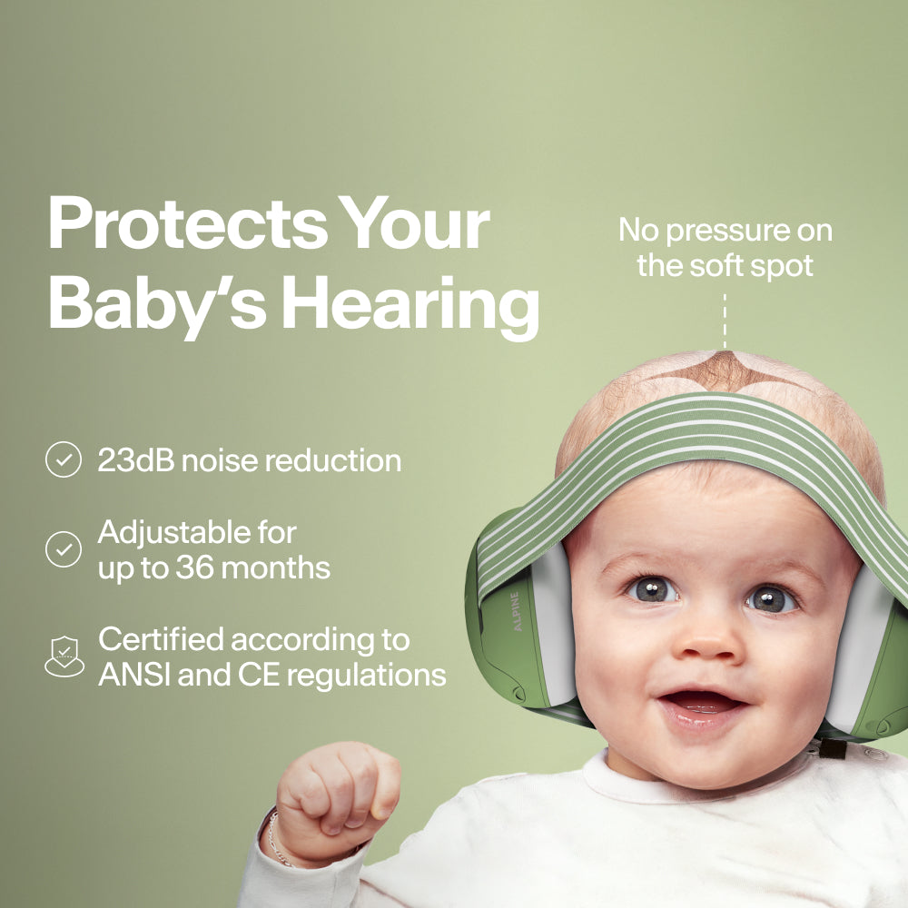 alpine muffy baby classic earmuffs for babies green no pressure on the soft spot #color_olive-green