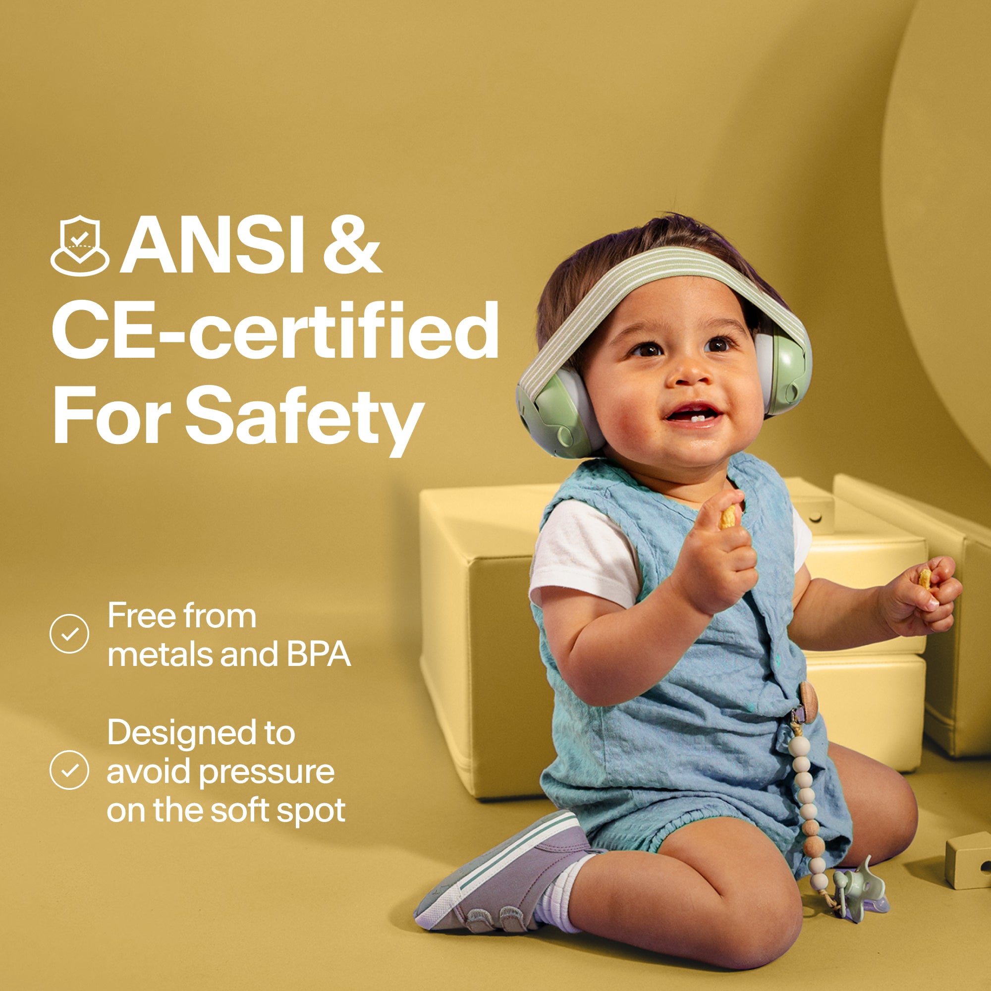 alpine muffy baby classic earmuffs for babies yellow ANSI and DE certified