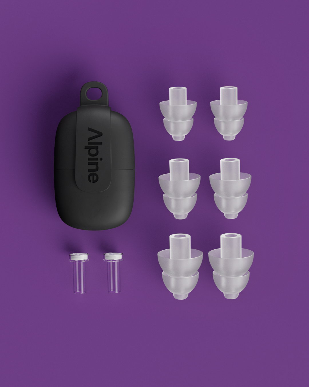 Aperçu des bouchons d’oreilles Alpine PartyPlug Pro pour festival avec embouts multisizes et étui transparent