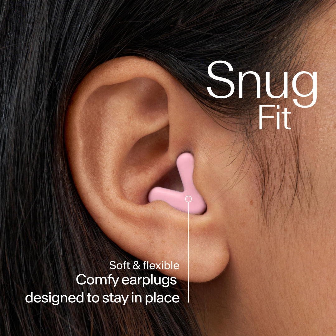 Alpine Silence earplugs snug fit in ear – pink