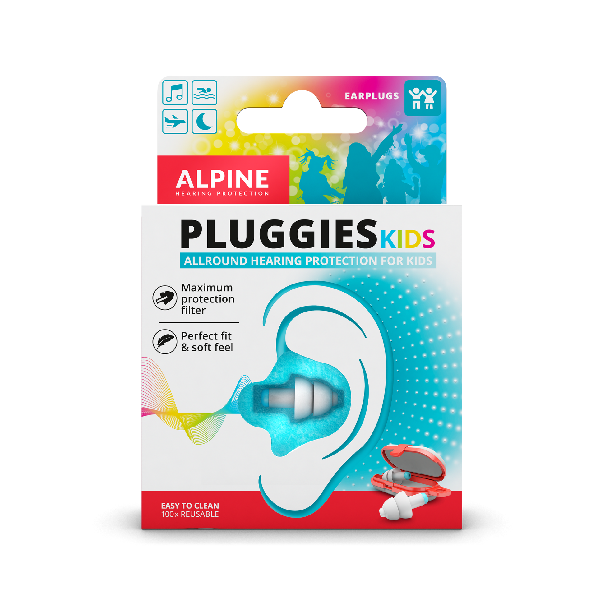 Alpine Pluggies Kids protects the ears specifically  Alpine hearing protection Earplugs earmuffs protect your ear red dot award working projects hobby professional Work safe Muffy Baby Muffy Kids Plug&Go travel music swim 