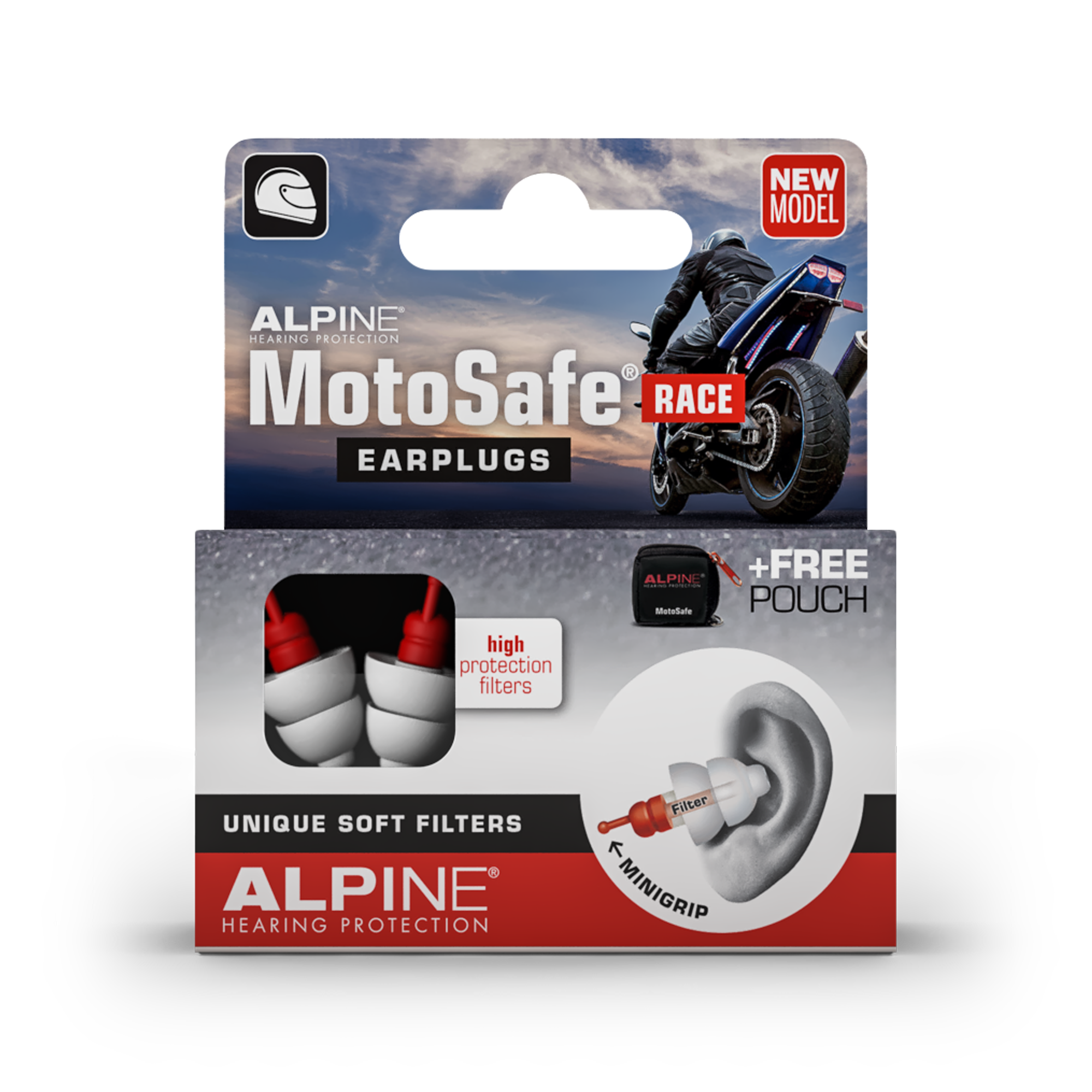 Accessoire Musique Électronique et DJ GENERIQUE Alpine MotoSafe Race -  Bouchons d'oreilles uniques pour motocyclistes