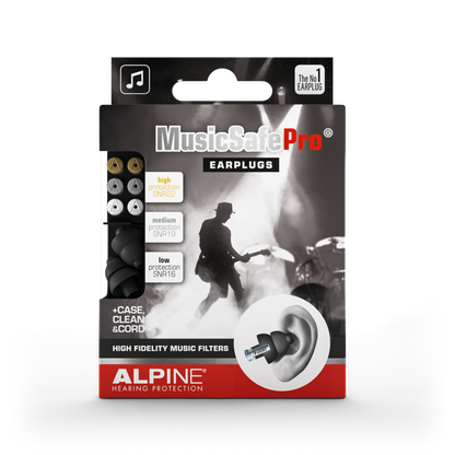 Alpine MusicSafe Pro earplugs for musicians Alpine hearing protection Earplugs earmuffs protect your ear red dot award party concert festival partyplug MusicSafe MusicSafe Earmuff MusicSafe Pro packaging filter 