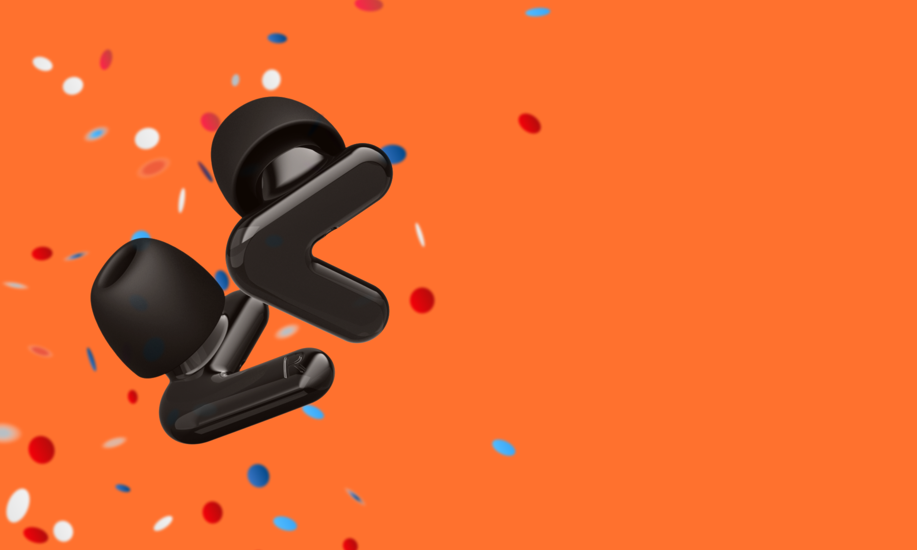 Banner voor Koningsdag met alpine producten en oranje achtergrond met confetti