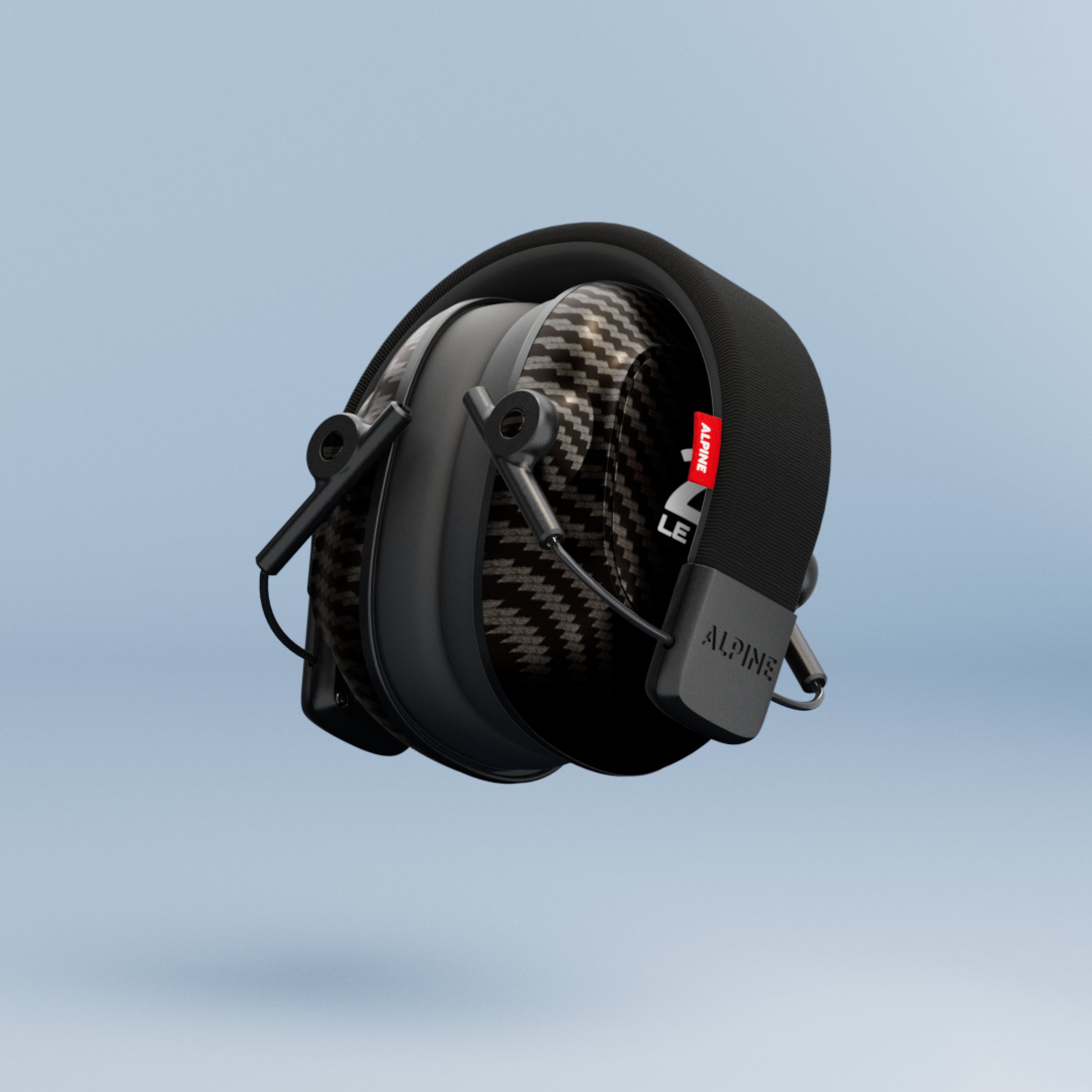 Alpine 24h Le Mans Earmuffs folded into a compact shape 