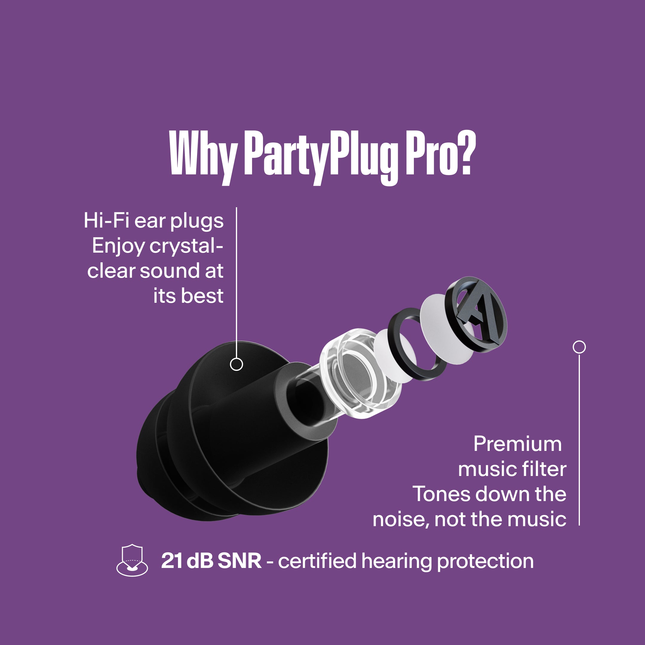 Alpine PartyPlug Pro festival earplugs black