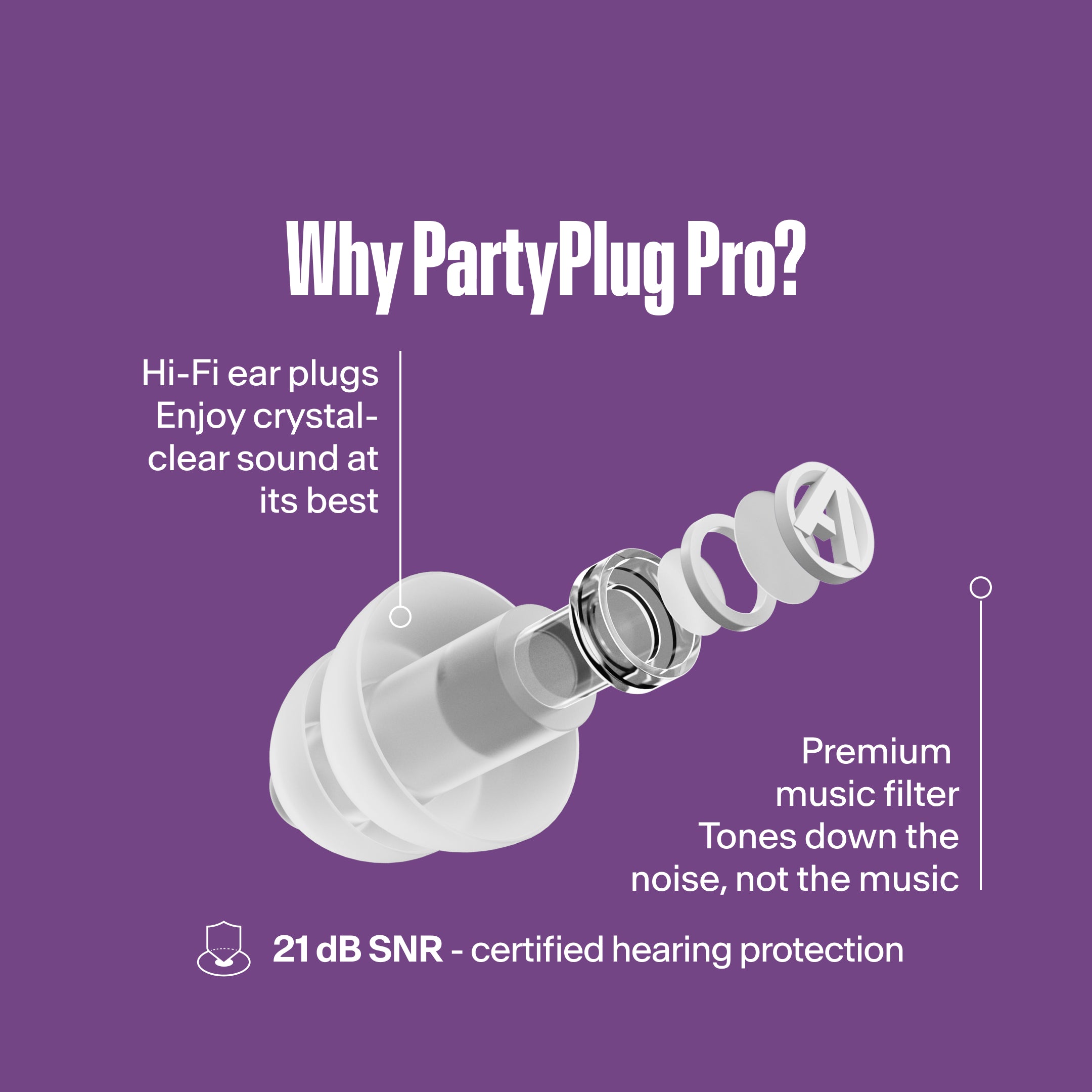 Alpine PartyPlug Pro festival earplugs transparent