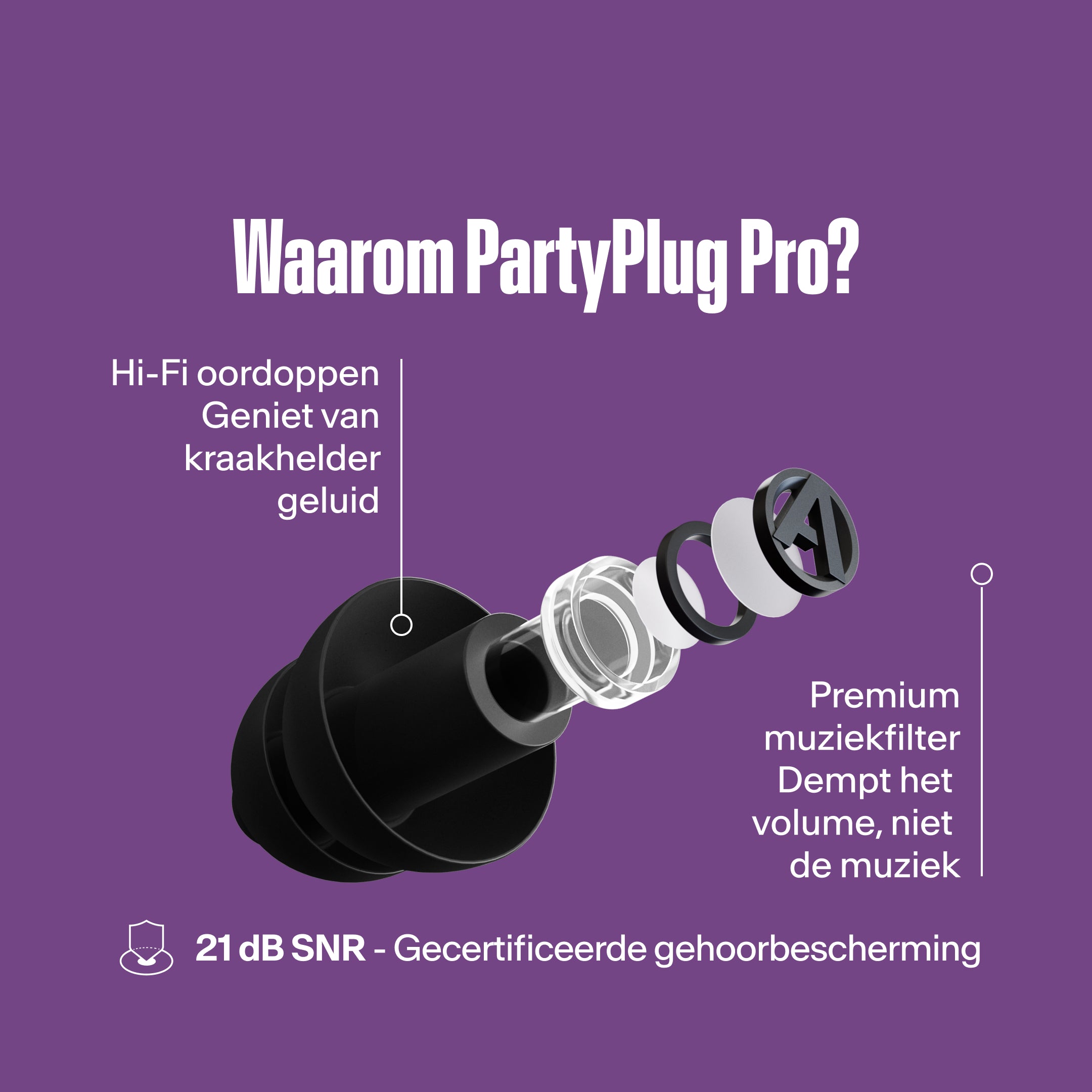 Alpine PartyPlug Pro festivaloordoppen black 