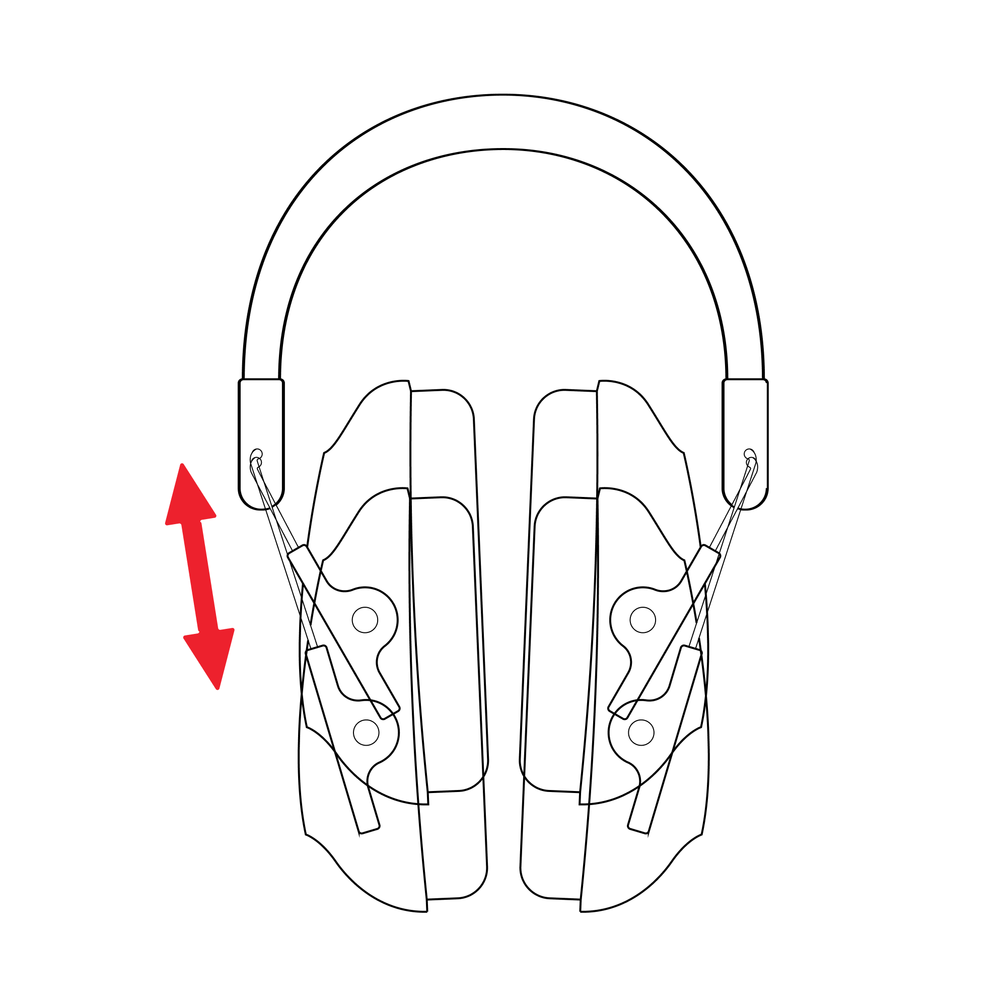 Illustration how to correctly adjust the muffs of the defender and change the sizing