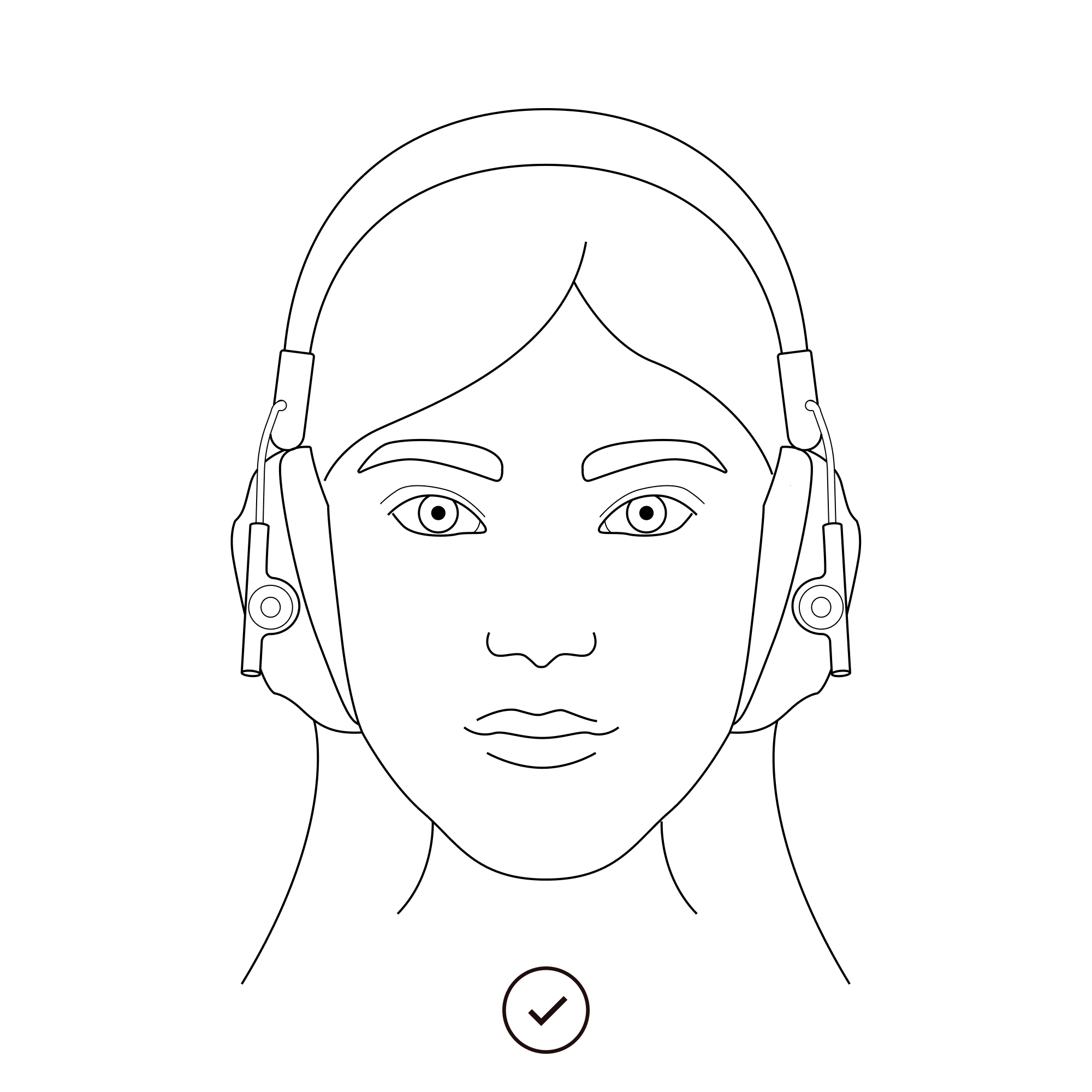 Illustartion of female wearing the defender on her head in the right way