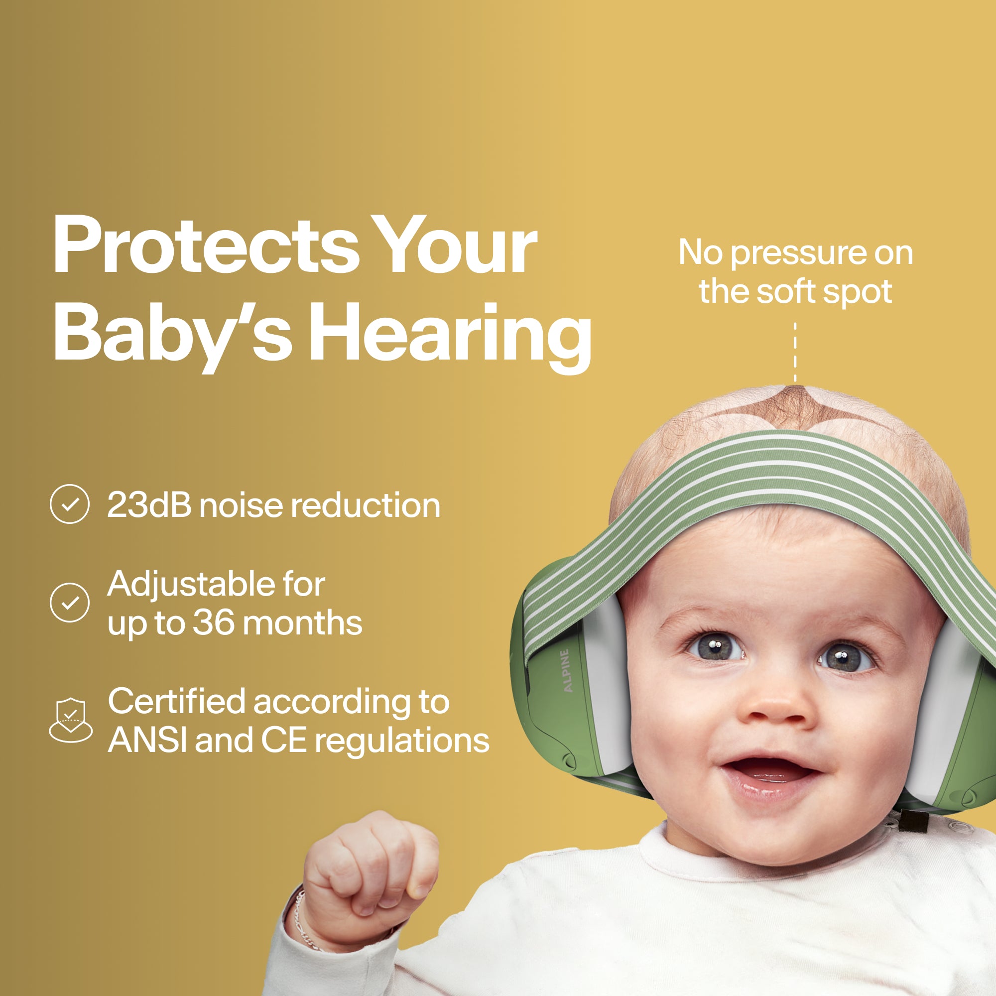 alpine muffy baby classic earmuffs for babies yellow no pressure on the soft spot