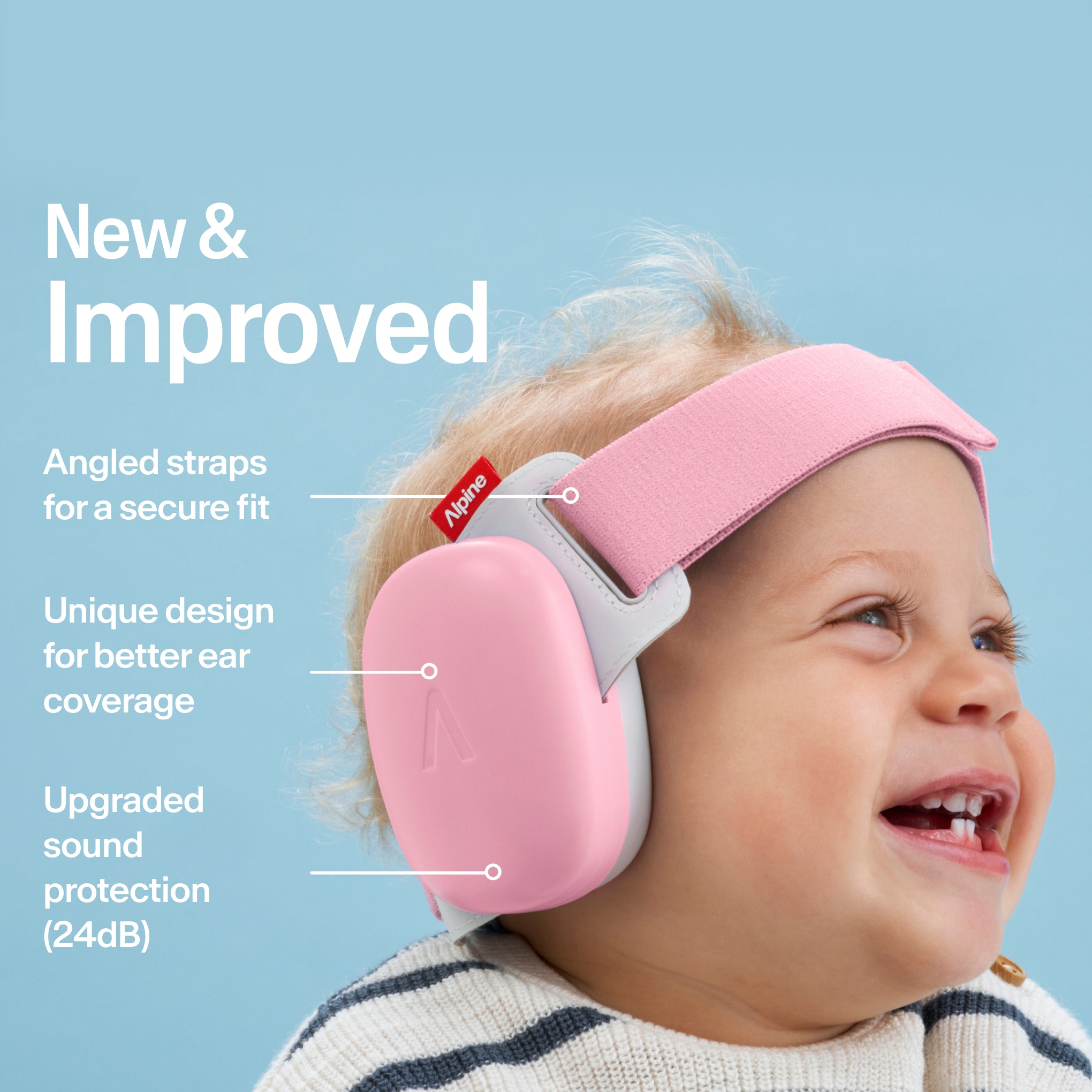 Baby wearing Alpine Muffy Baby in rose pink on the head #color_rose-pink