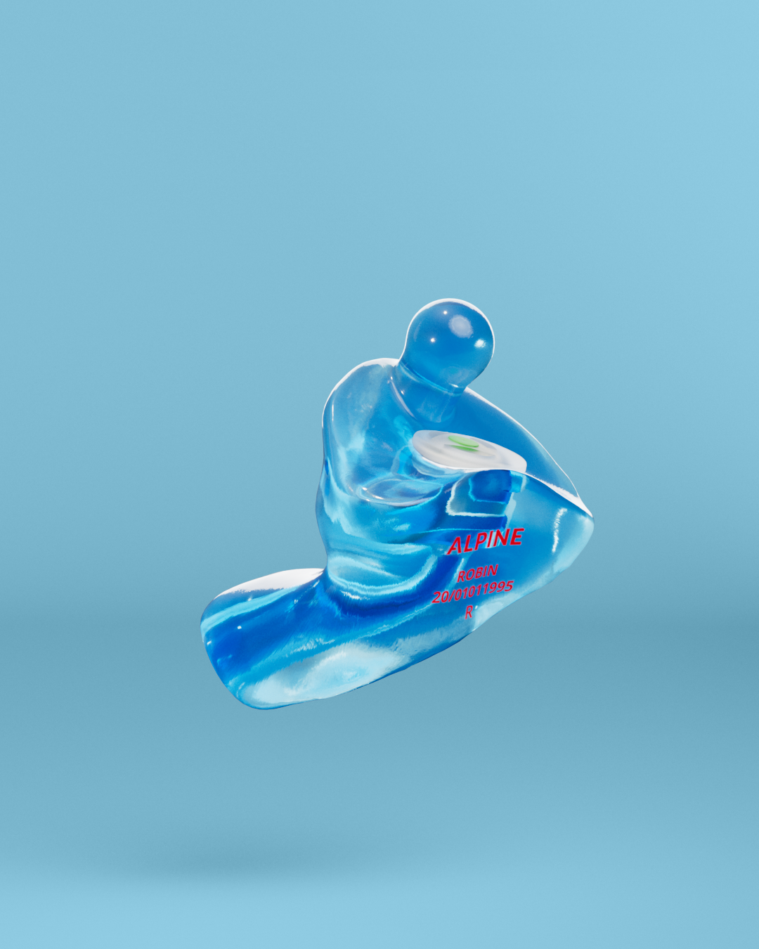 alpine partyplug op maat oordoppen  transparant blauw 