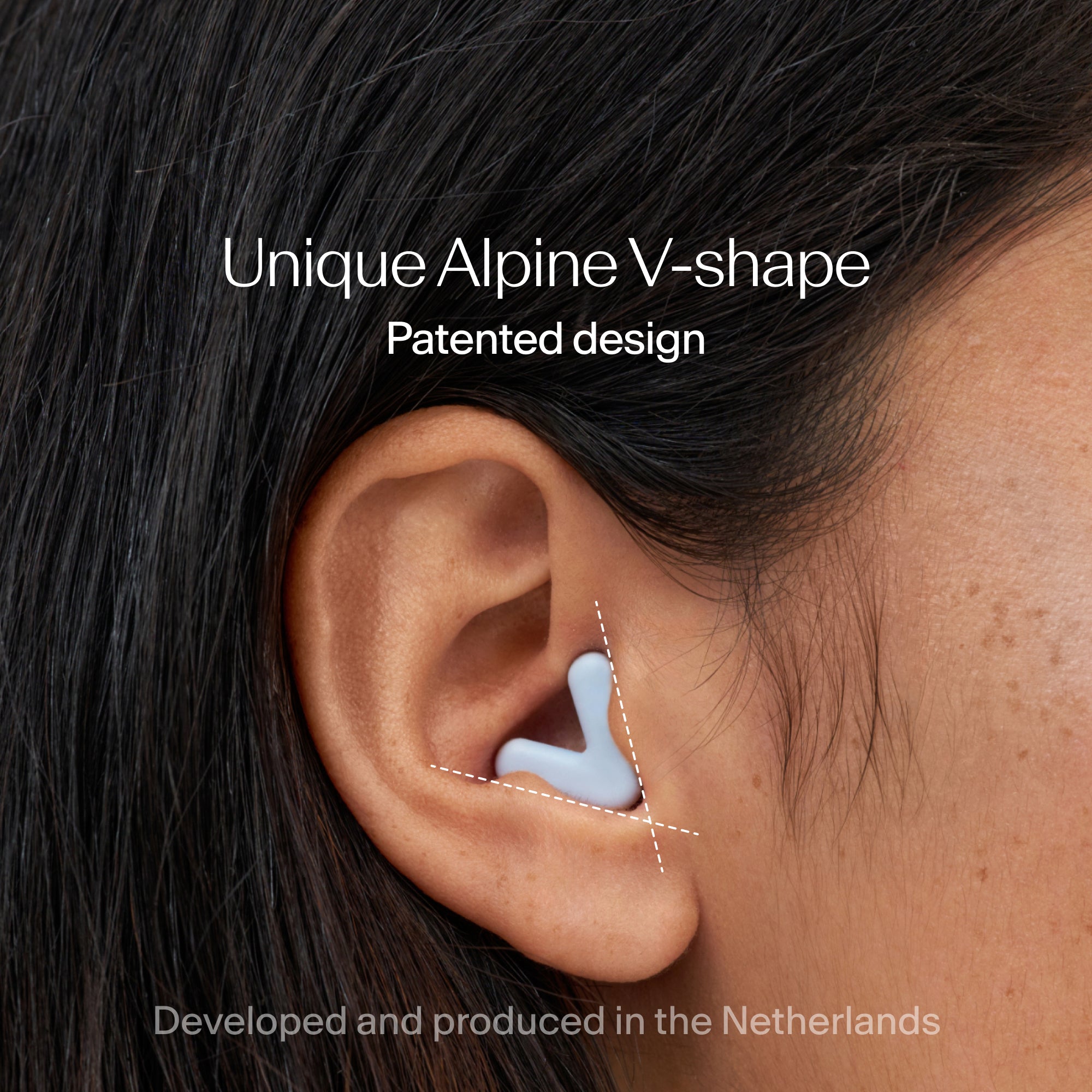 Alpine Silence earplugs with a close/snug fit in the ear - blue 